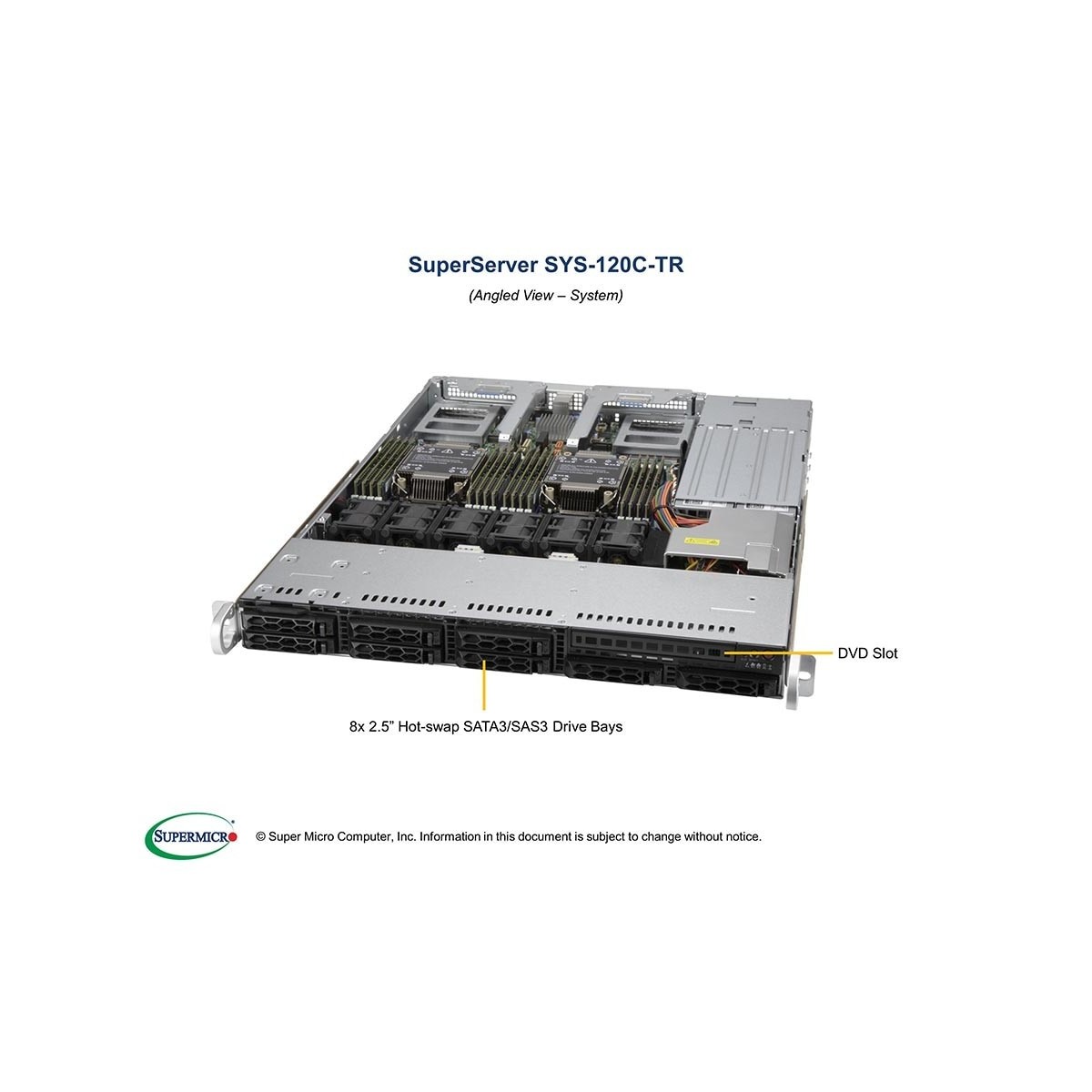 Supermicro SYS-120C-TR - DVD-ROM - 860 W - Rack (1U)