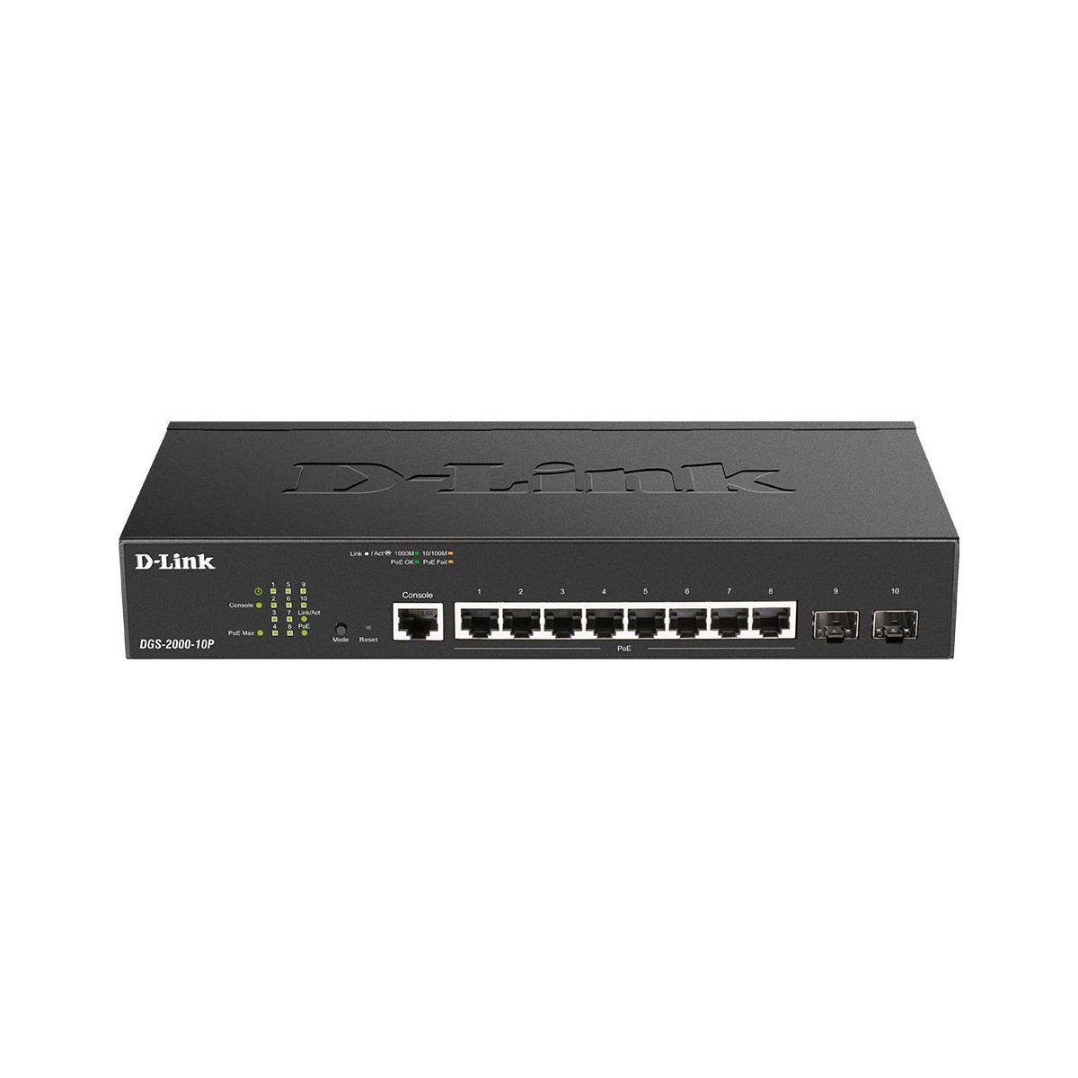 D-Link DGS-2000-10P - Managed - L2/L3 - Gigabit Ethernet (10/100/1000) - Power over Ethernet (PoE) - Rack mounting - 1U