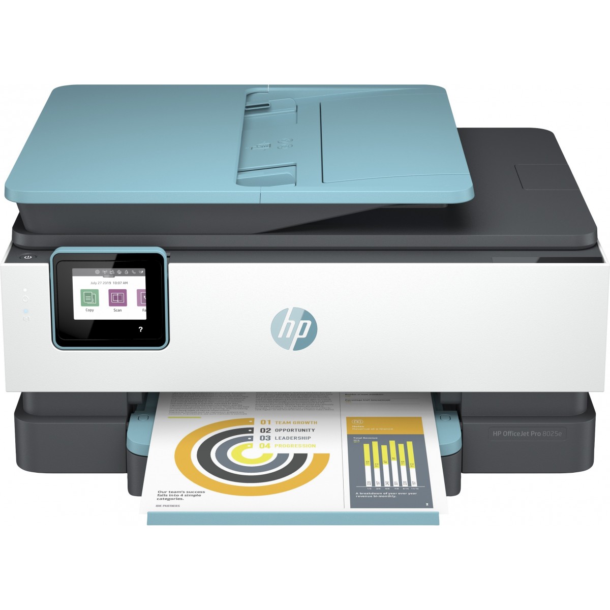 HP OfficeJet Pro 8025e HP+ A-i-O A4 Tinte 20/10S. SW/Col. MF Fax - Fax - Inkjet