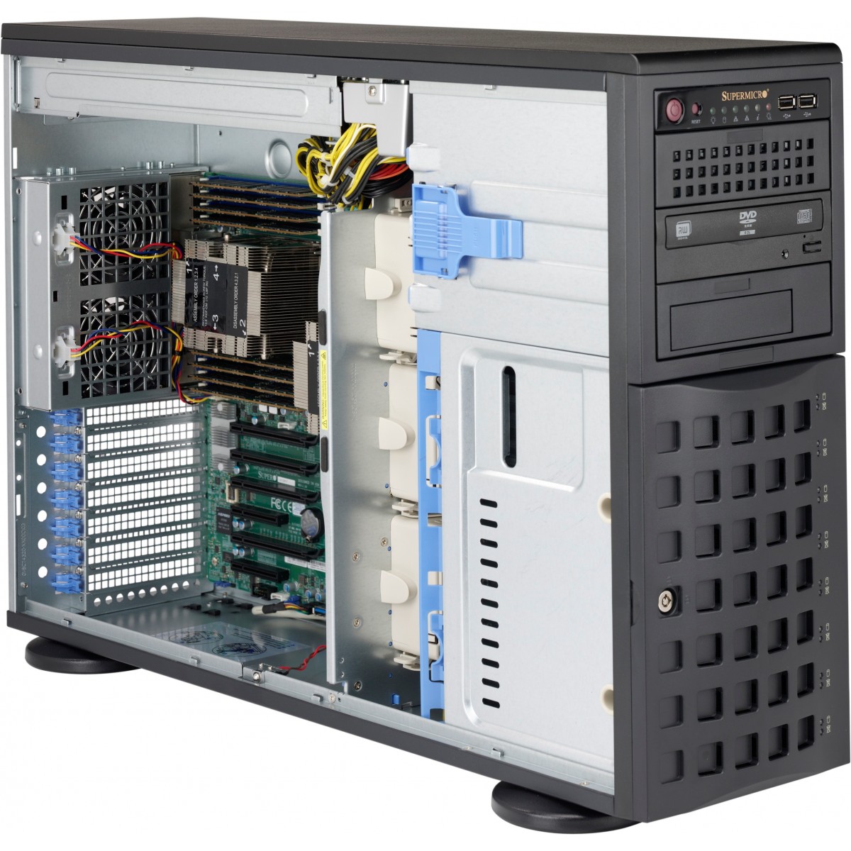 Supermicro CSE-745BAC-R1K23B-SQ - Full Tower - Server - Black - ATX - EATX - micro ATX - 4U - HDD - Network - Power - Power fail