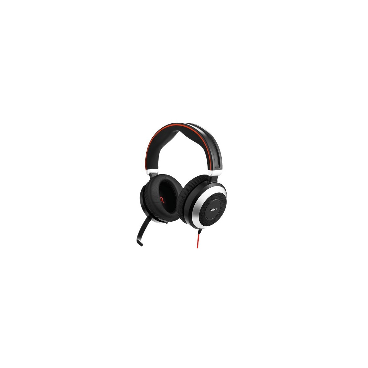 Jabra Evolve 80 Stereo - Headset - Head-band - Office/Call center - Black - Red - Silver - Binaural - Red
