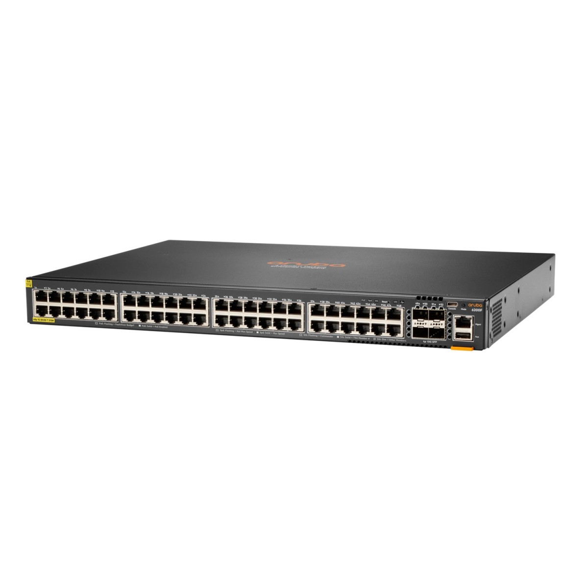 HPE 6200F 48G Class4 PoE 4SFP+ 370W - Managed - L3 - Gigabit Ethernet (10/100/1000) - Power over Ethernet (PoE) - Rack mounting 