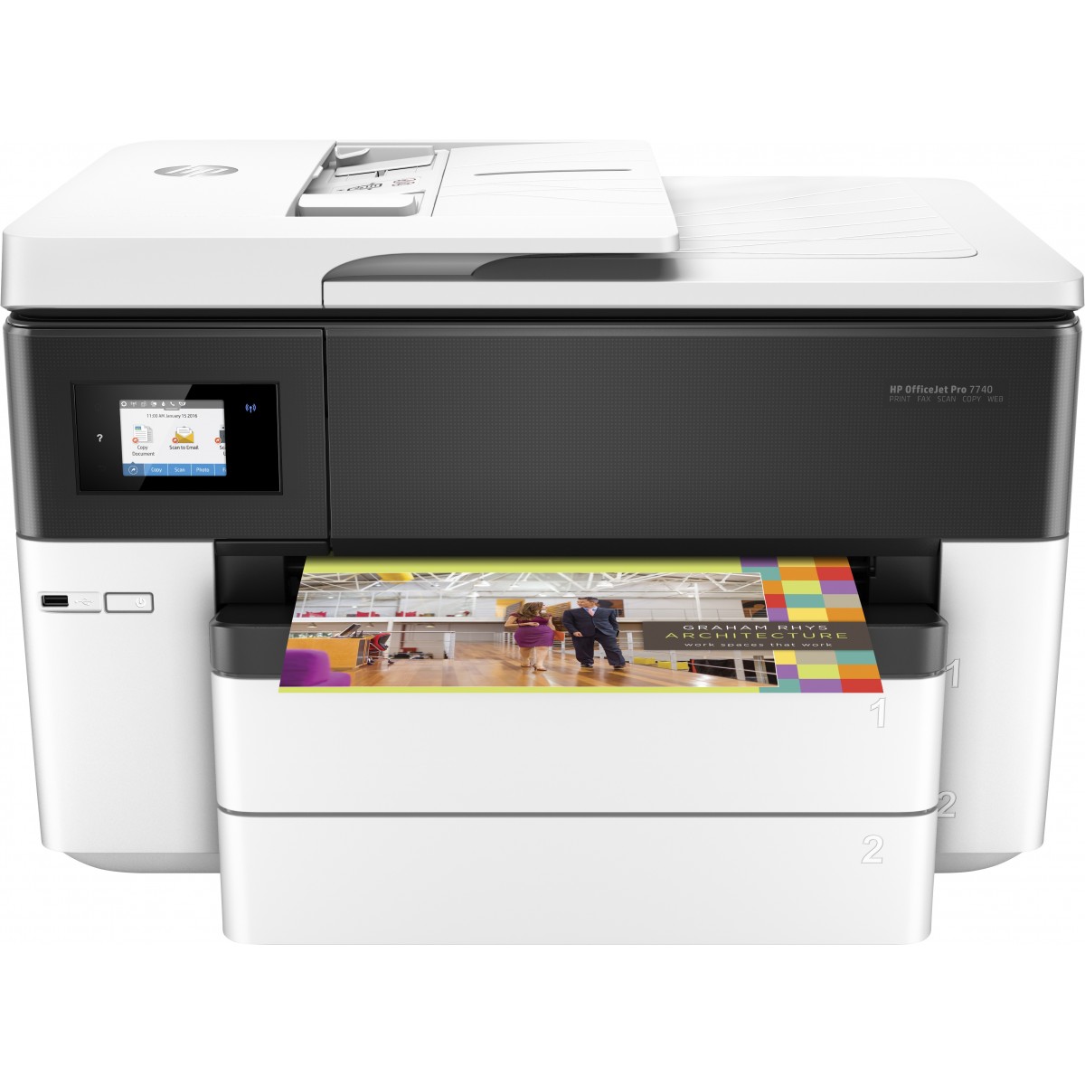 HP OfficeJet Pro 7740 - Thermal inkjet - Colour printing - 4800 x 1200 DPI - A3 - Direct printing - Black - White