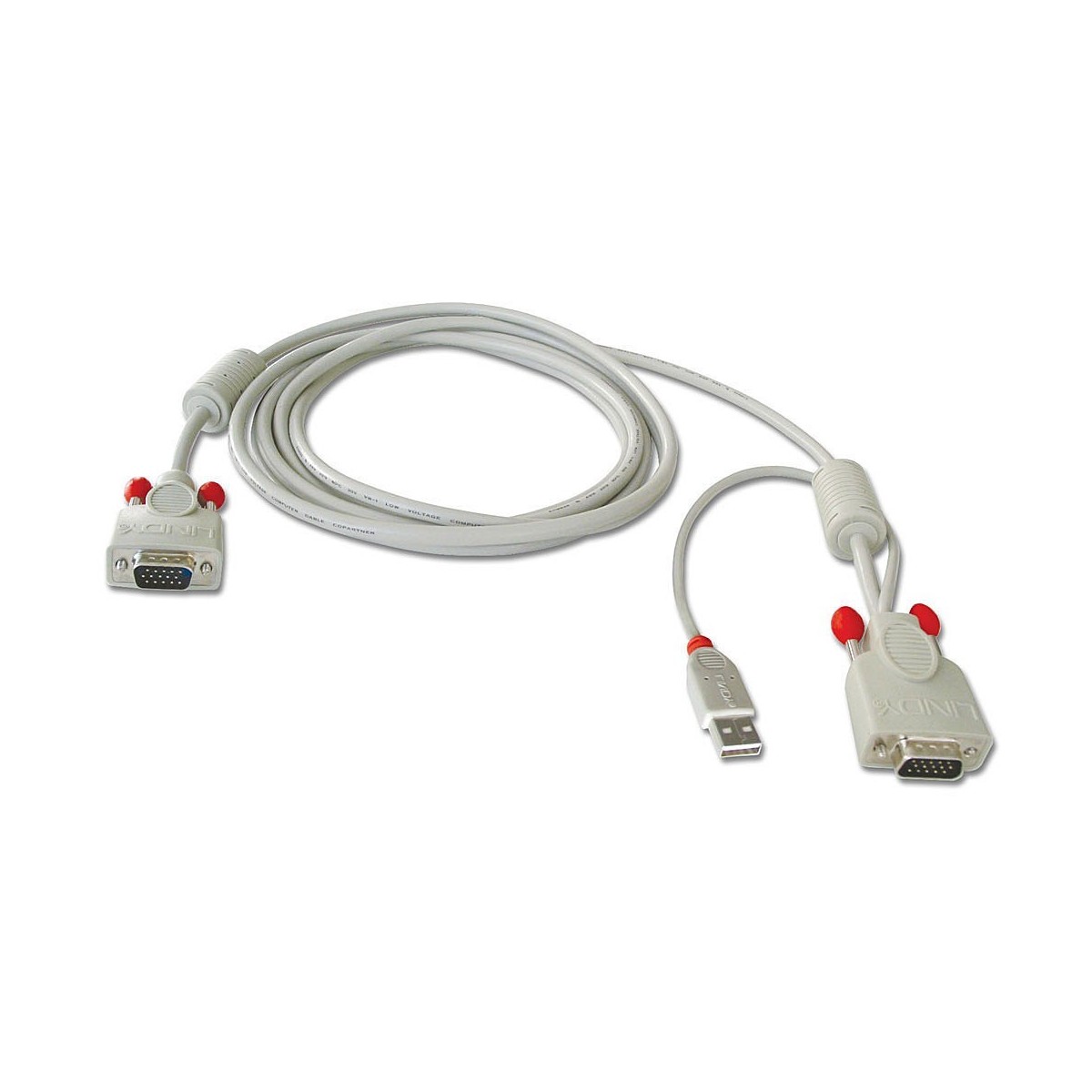Lindy Combined KVM cable - 2m - 2 m - Gray - USB-A - 2x HD15 - Male/Male