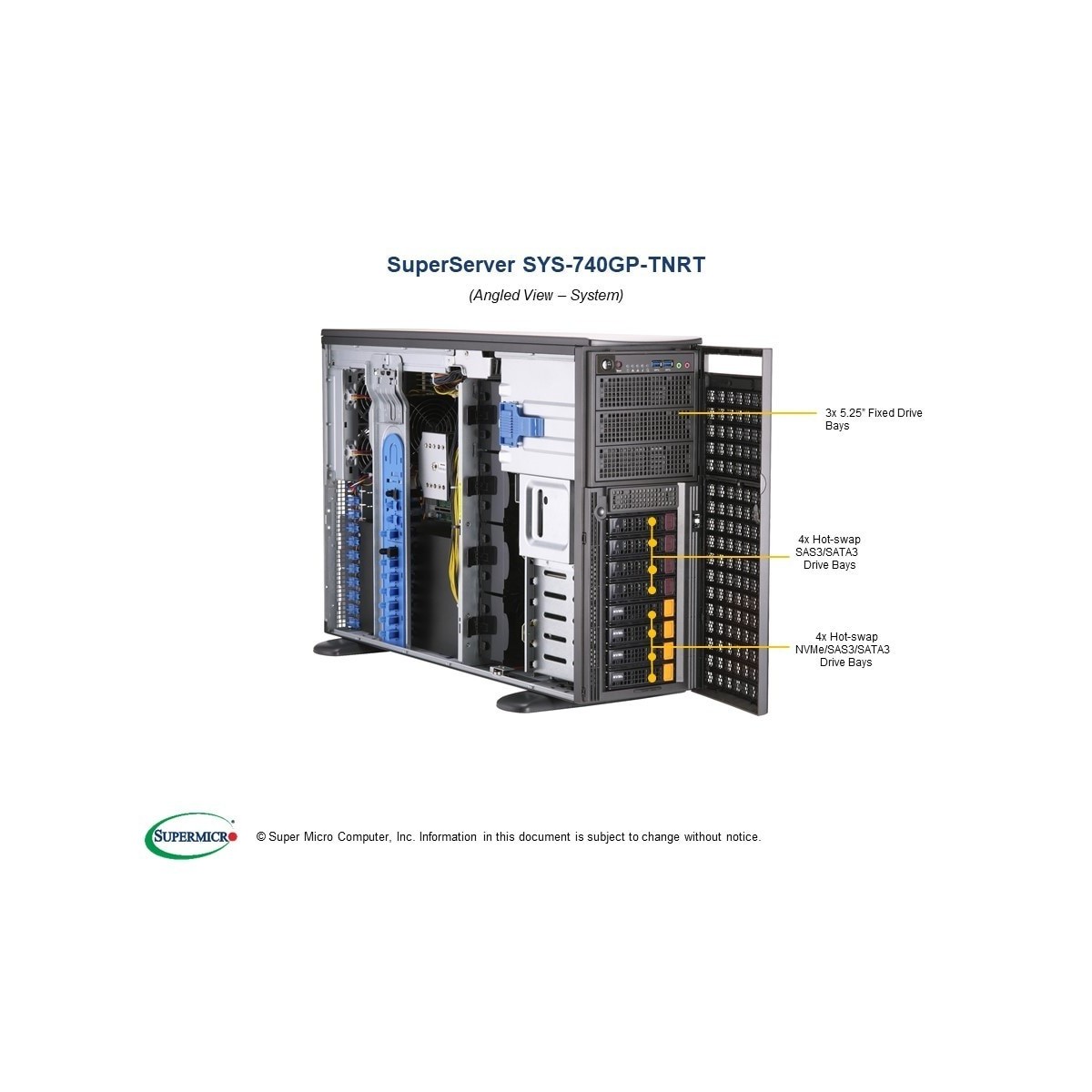 Supermicro SYS-740GP-TNRT - DDR4-SDRAM - 2200 W - Tower (4U)