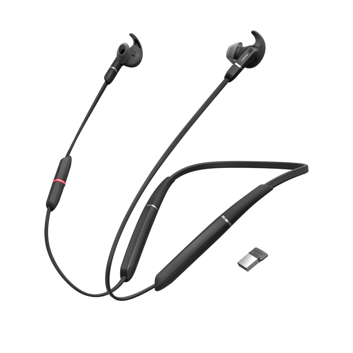 Jabra Evolve 65e UC & Link 370 - Headset - In-ear - Neck-band - Office/Call center - Black - Binaural - Multi-key - Volume + - V