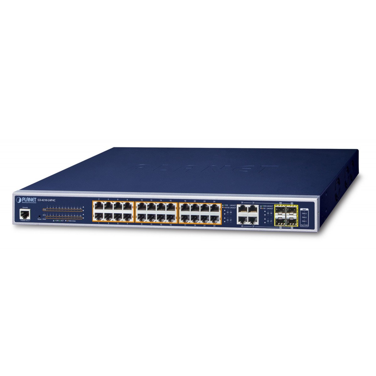 Planet GS-4210-24P4C - Managed - L2/L4 - Gigabit Ethernet (10/100/1000) - Power over Ethernet (PoE) - Rack mounting - 1U