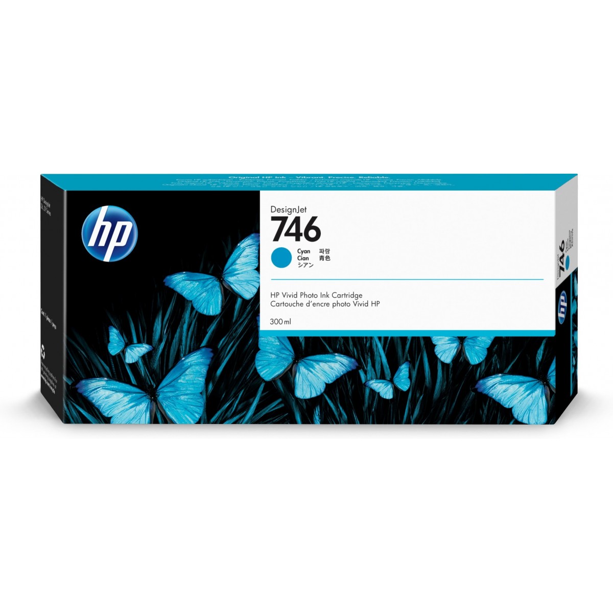 HP 746 300-ml Cyan DesignJet Ink Cartridge - Pigment-based ink - 300 ml - 1 pc(s)
