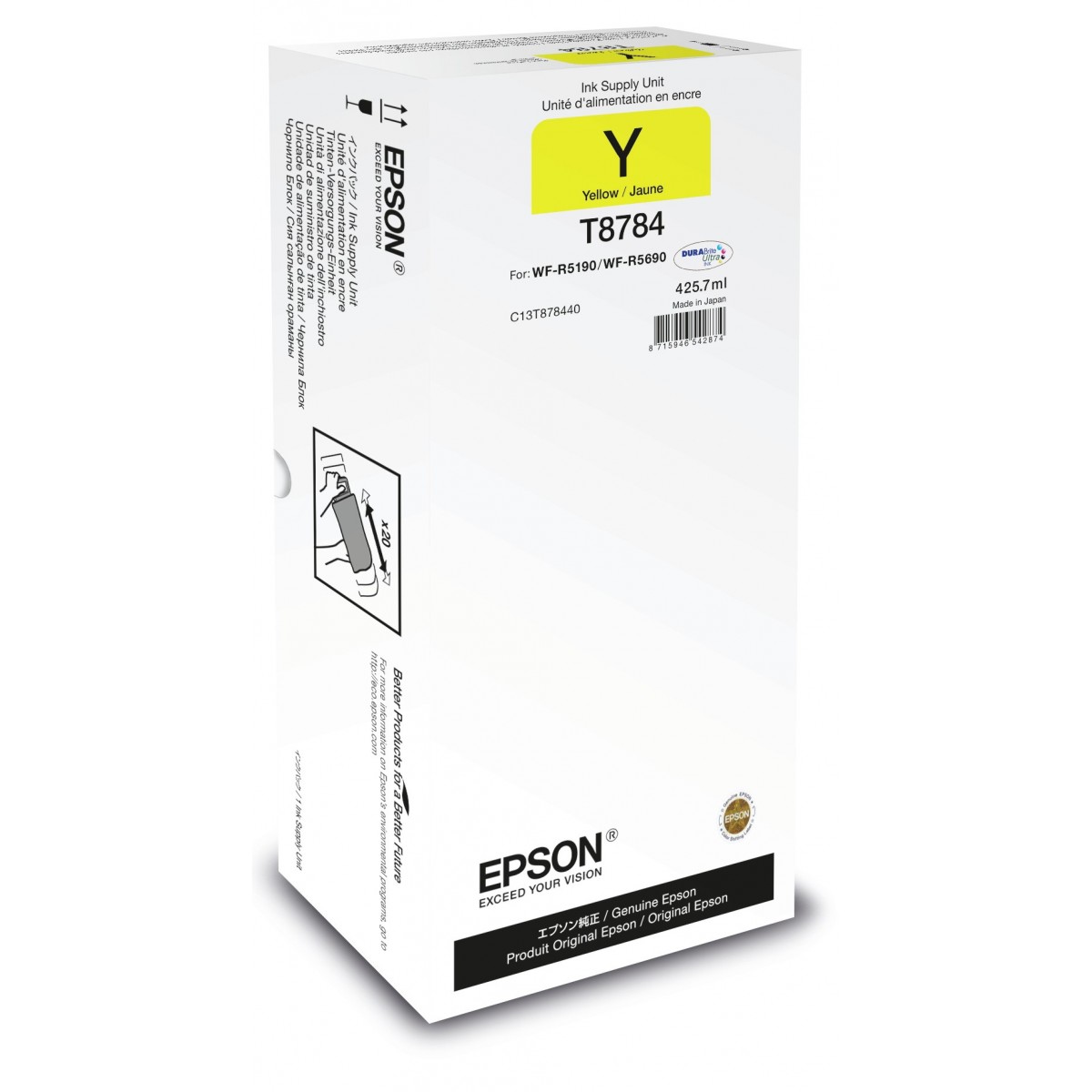 Epson Yellow XXL Ink Supply Unit - Original - Pigment-based ink - Yellow - WorkForce Pro WF-R5xxx - 1 pc(s) - Japan