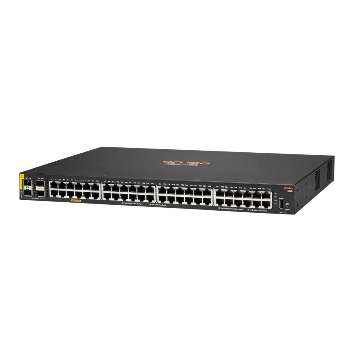 HPE Aruba Switch CX 6100 48G 4SFP+ 48xGBit/4xSFP+ PoE 370W JL675A
