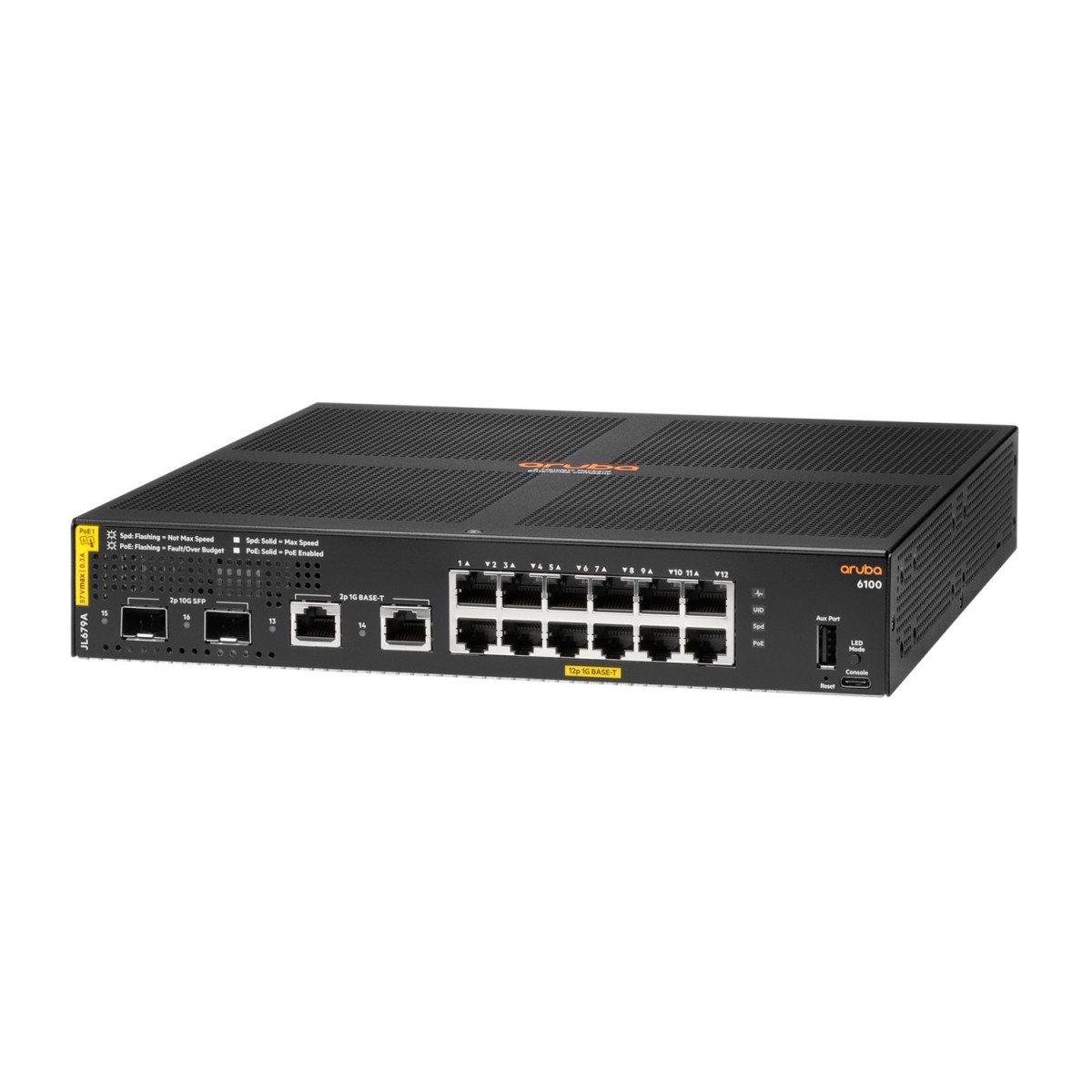 HPE Aruba Switch CX 6100 12G 2SFP+ 12xGBit/2xSFP+ PoE 139W JL679A