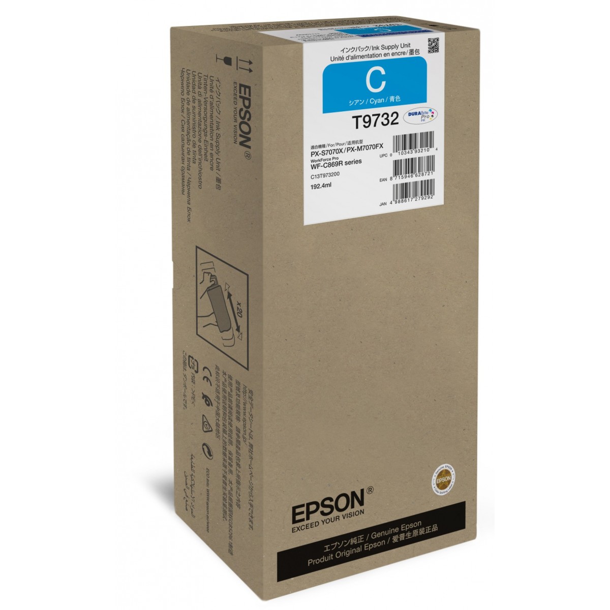 Epson Cyan XL Ink Supply Unit - Standard Yield - 192.4 ml - 22000 pages - 1 pc(s)