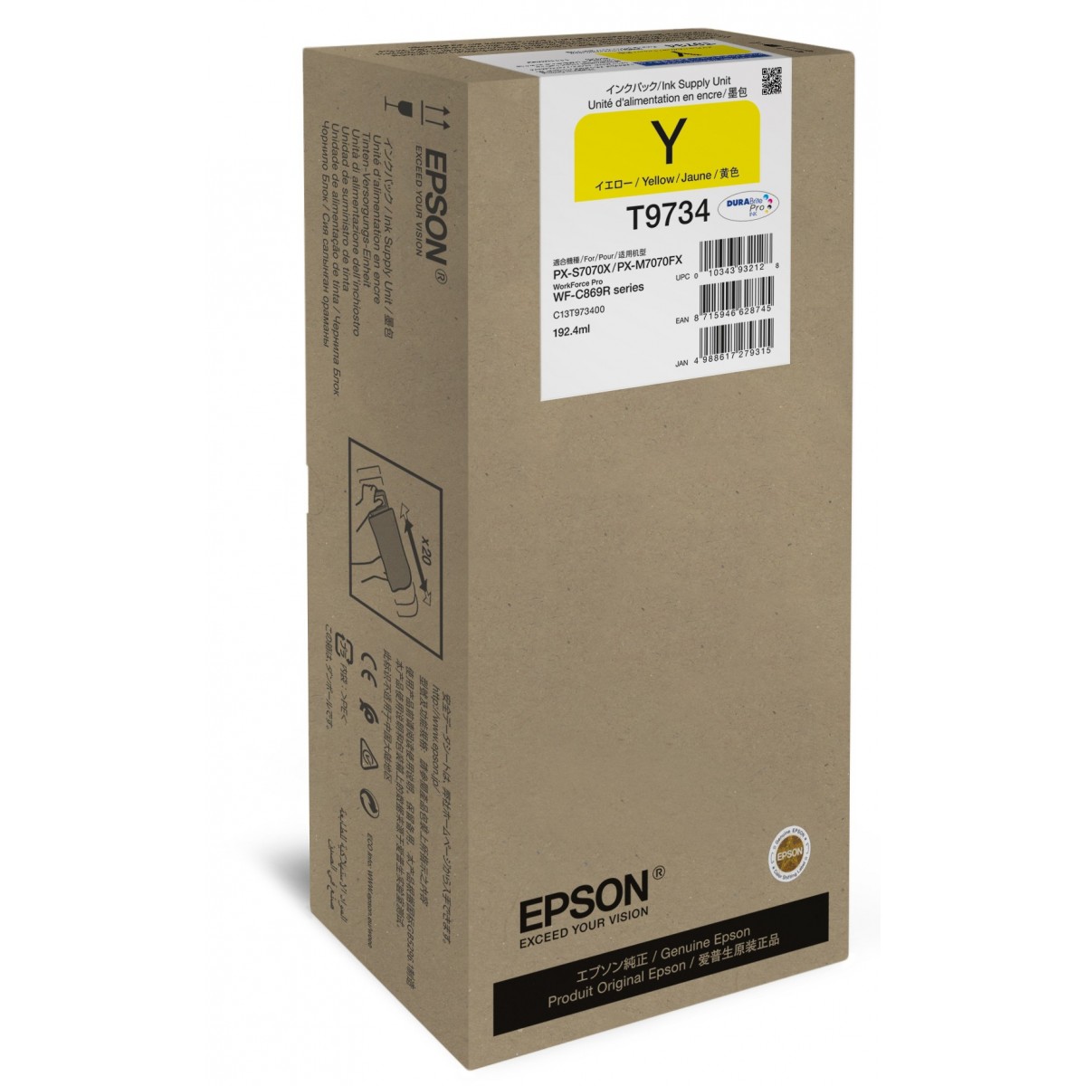 Epson Yellow XL Ink Supply Unit - Standard Yield - Pigment-based ink - 192.4 ml - 22000 pages - 1 pc(s)