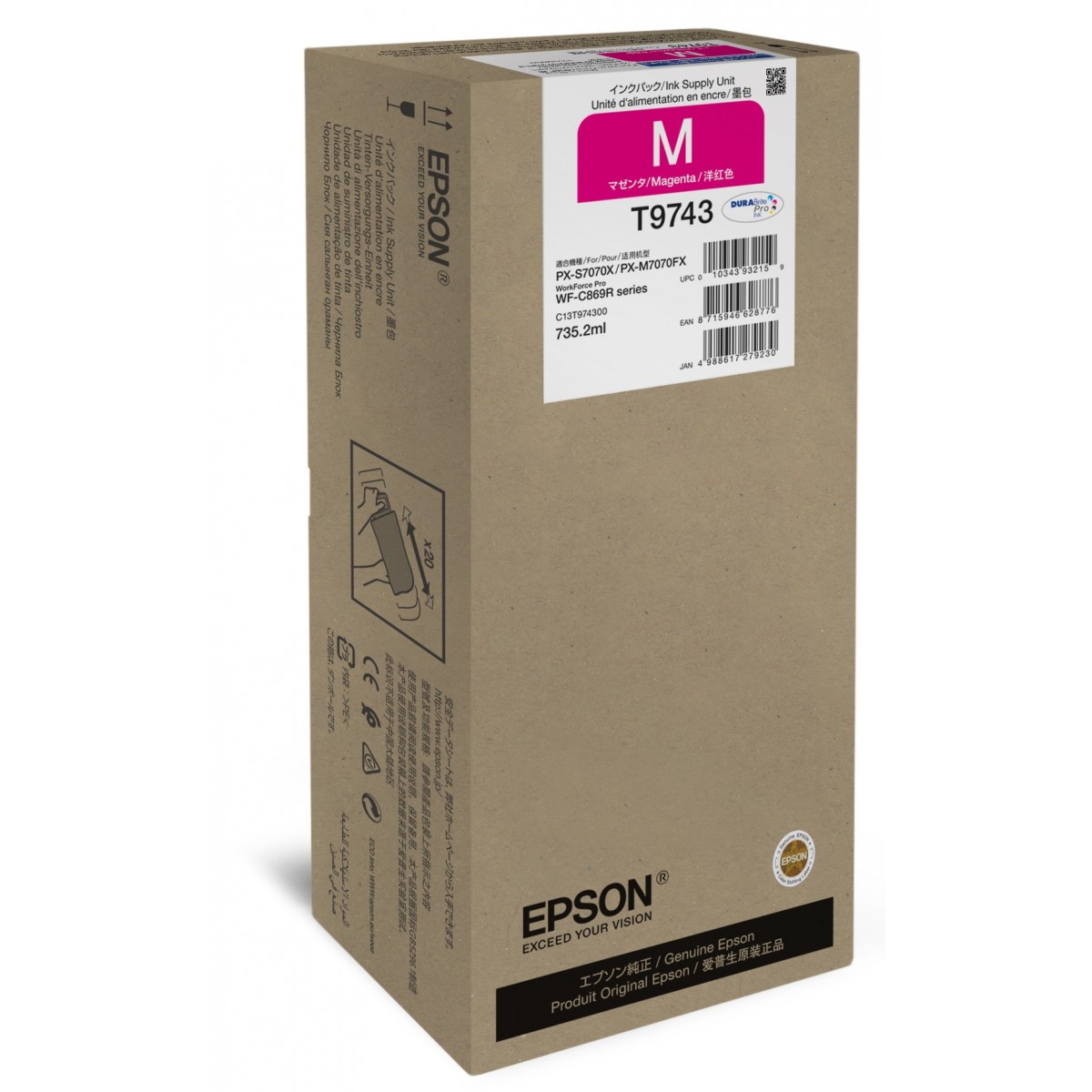 Epson Magenta XXL Ink Supply Unit - High (XL) Yield - Pigment-based ink - 735.2 ml - 84000 pages - 1 pc(s)