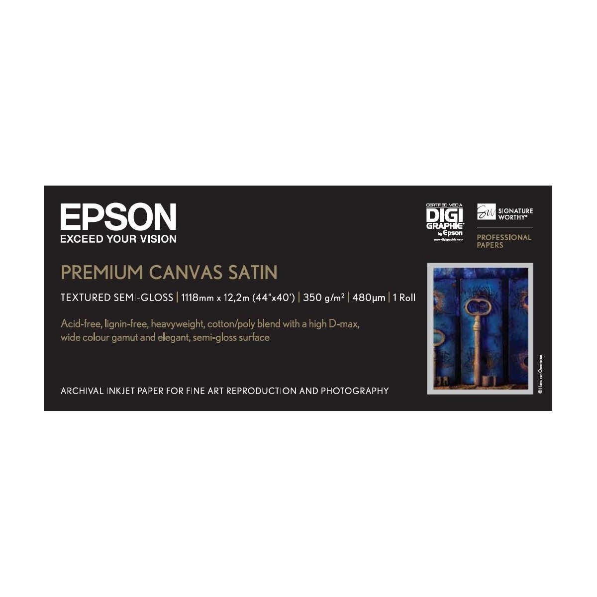 Epson Premium Canvas Satin - 44 x 12,2 m - 350g/m² - Satin - 350 g/m² - - SureColor SC-P9000V - SureColor SC-P9000 Violet Spectr