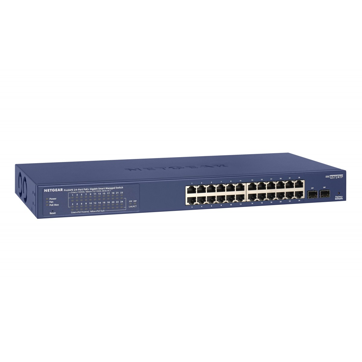 Netgear GS724TP - Managed - L2/L3/L4 - Gigabit Ethernet (10/100/1000) - Power over Ethernet (PoE) - Rack mounting - 1U
