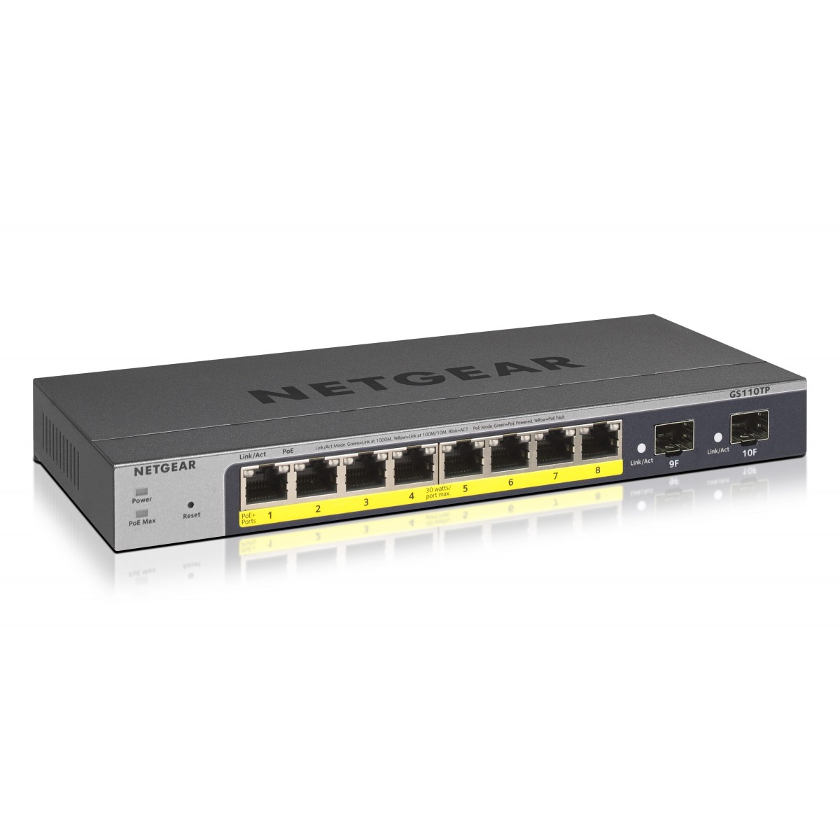 Netgear GS110TP - Managed - L2/L3/L4 - Gigabit Ethernet (10/100/1000) - Full duplex - Power over Ethernet (PoE)