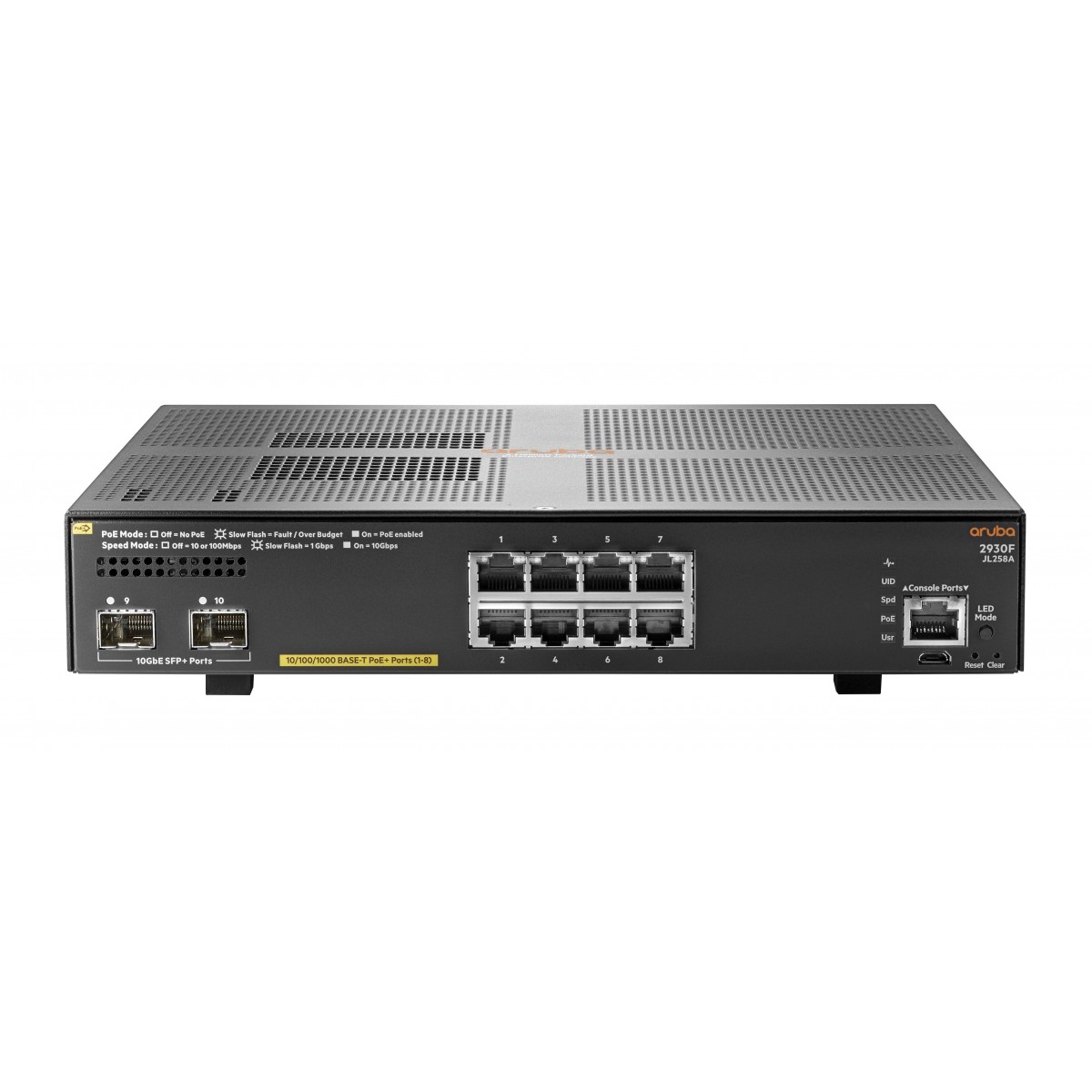 HPE 2930F 8G PoE+ 2SFP+ - Managed - L3 - Gigabit Ethernet (10/100/1000) - Power over Ethernet (PoE) - Rack mounting - 1U