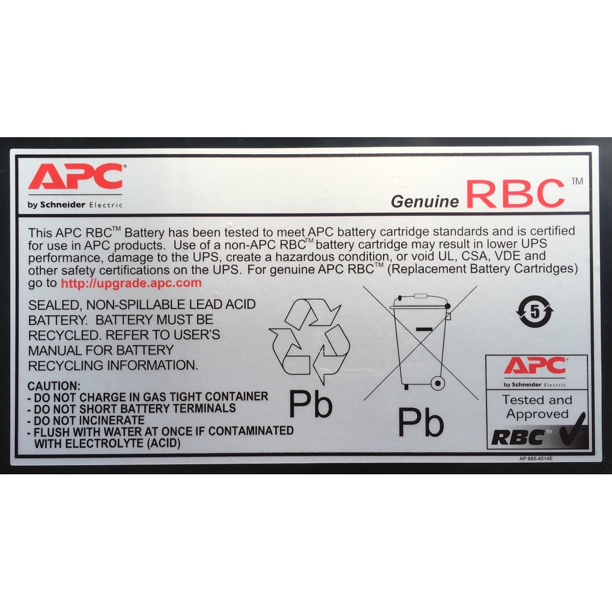 APC RBC12 - Sealed Lead Acid (VRLA) - Black - 254 x 152.4 x 96.5 mm - 10 kg - 0 - 40 °C - 0 - 95%