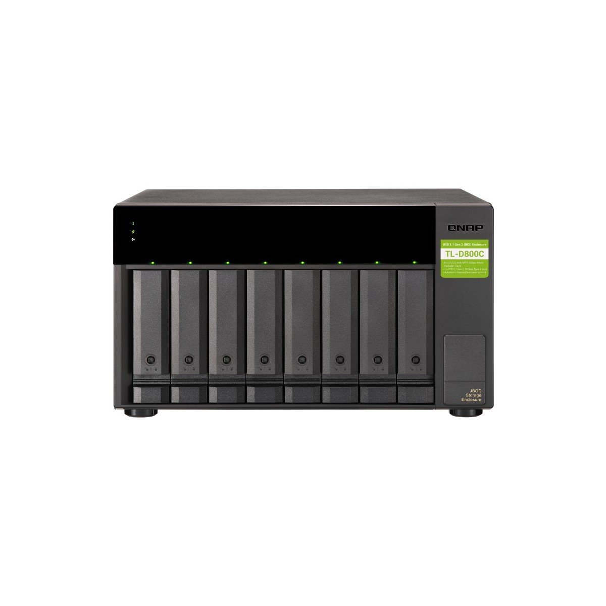 QNAP TL-D800C - HDD/SSD enclosure - 2.5/3.5 - Serial ATA II,Serial ATA III - 6 Gbit/s - Hot-swap - Black,Grey