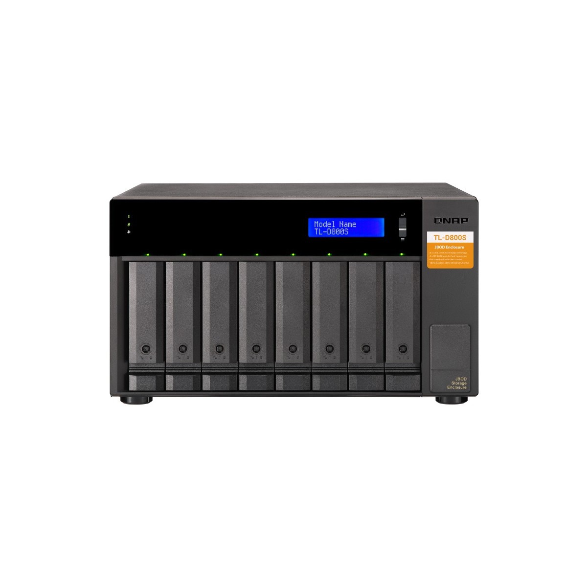 QNAP TL-D800S - HDD/SSD enclosure - 2.5/3.5 - Serial ATA II,Serial ATA III - 6 Gbit/s - Hot-swap - Black,Grey