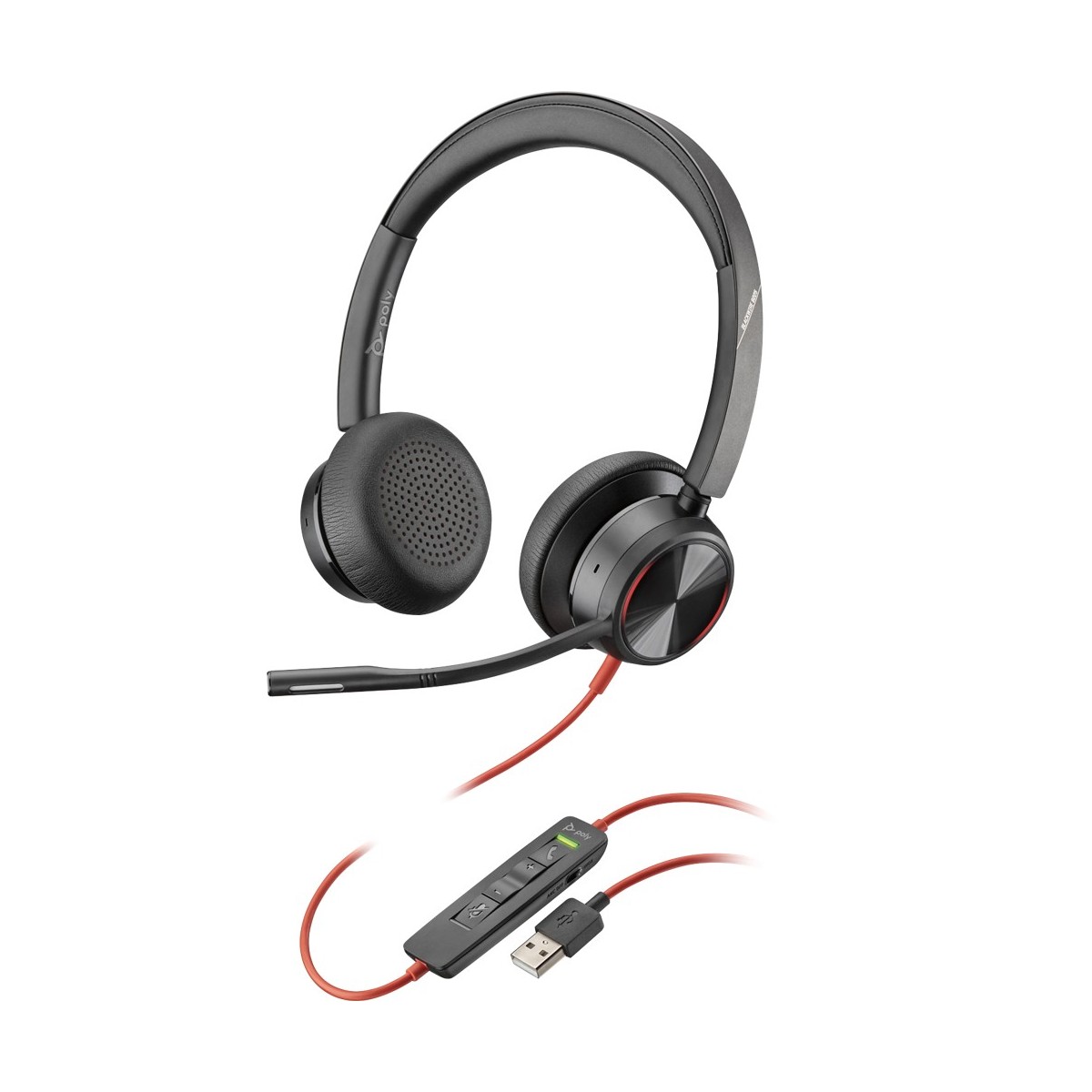 Poly Blackwire 8225 - Headset - Head-band - Office-Call center - Black - Binaural - Volume +,Volume -