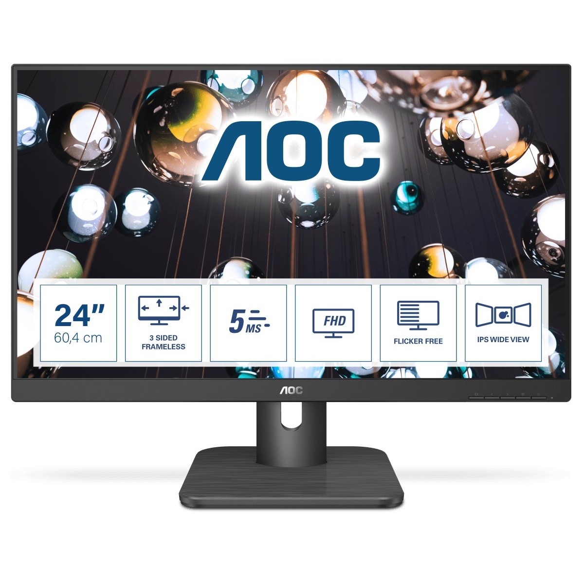 AOC Essential-line 24E1Q - 60.5 cm (23.8") - 1920 x 1080 pixels - Full HD - LED - 5 ms - Black