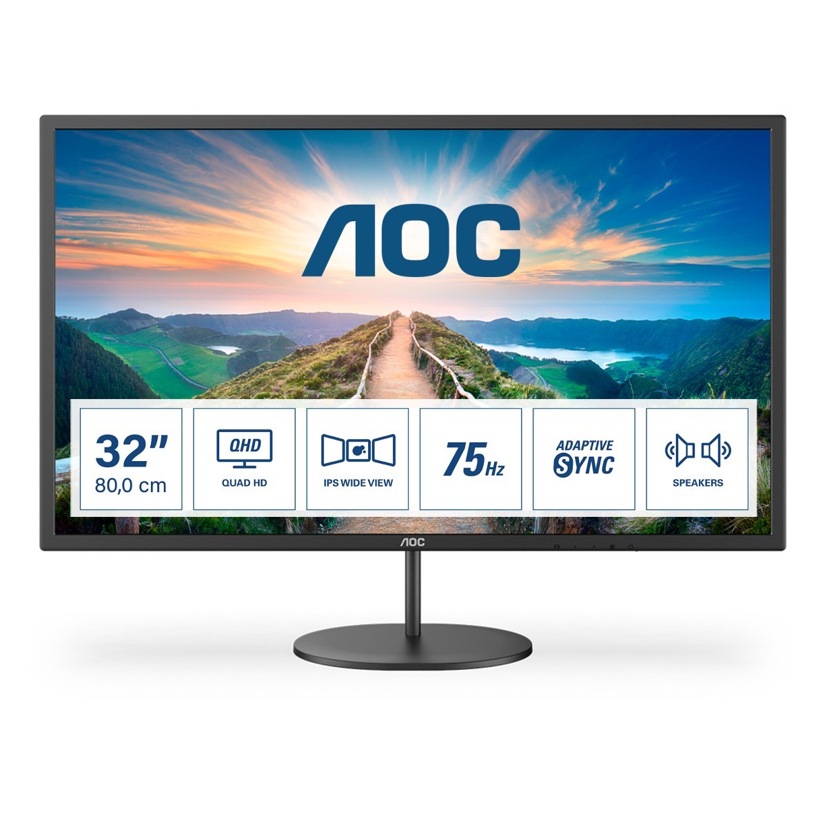 AOC V4 Q32V4 - 80 cm (31.5) - 2560 x 1440 pixels - 2K Ultra HD - LED - 4 ms - Black