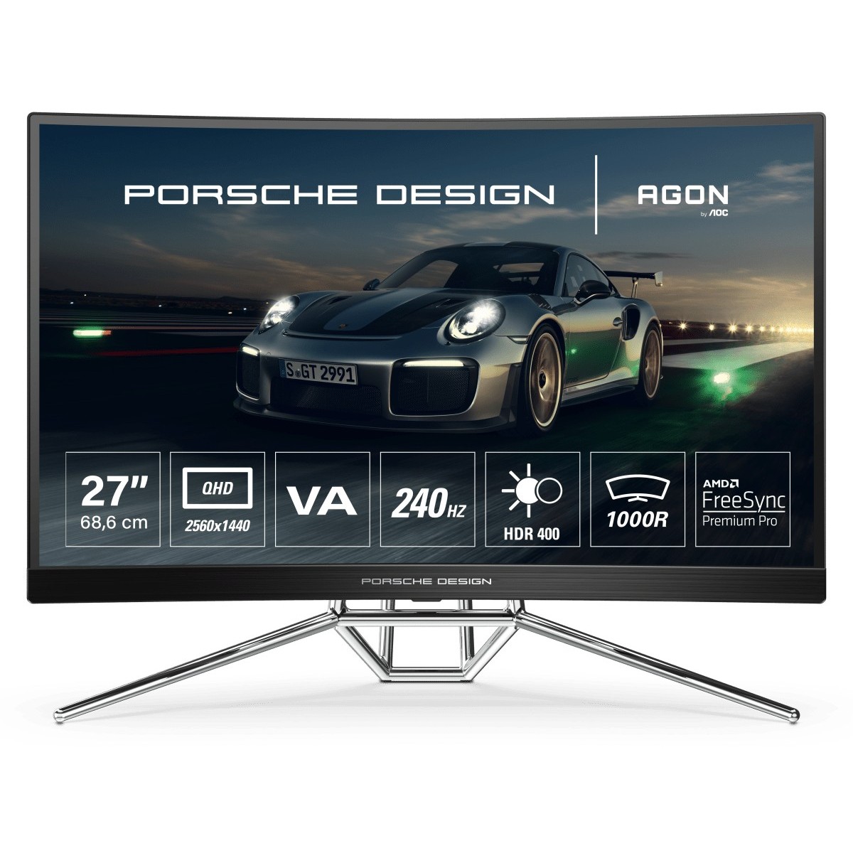 AOC Porsche PD27 - 68.6 cm (27) - 2560 x 1440 pixels - 2K Ultra HD - LED - 0.5 ms - Black