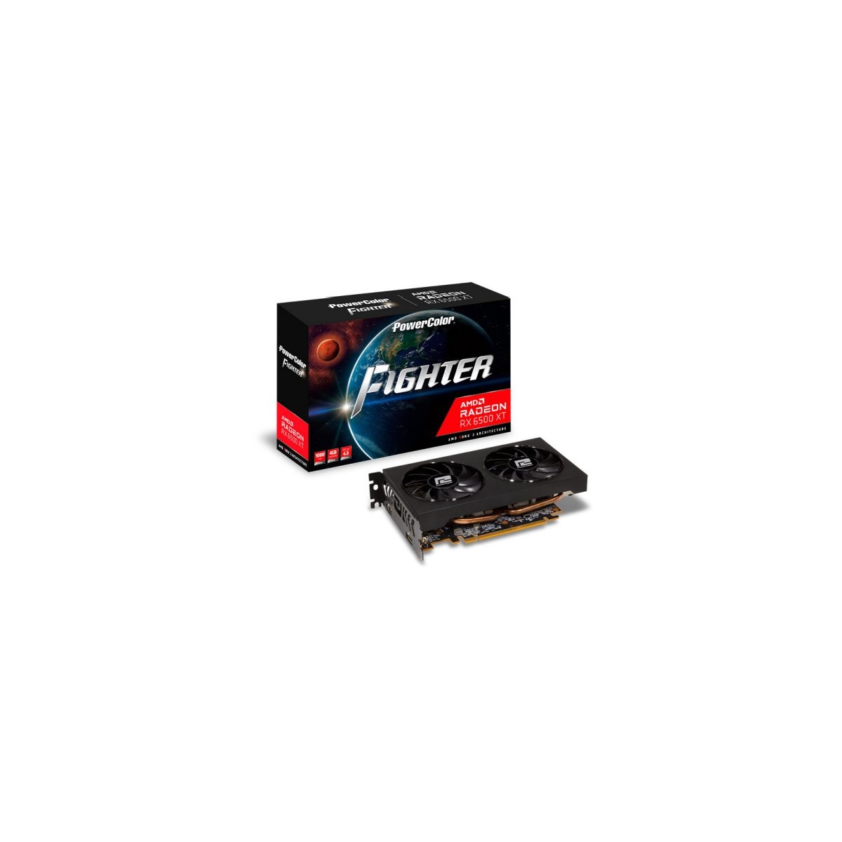 TUL Video Card AMD Radeon RX-6500XT Fighter 4GB GDDR6 64bit, 1x DP, 1x HDMI, 2 fan, 2 slot