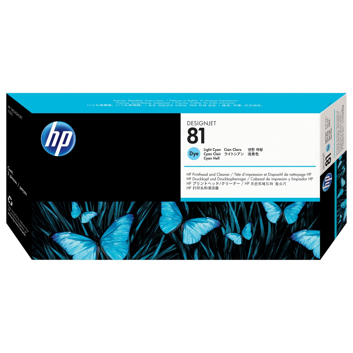HP 81 Light Cyan DesignJet Dye Printhead and Printhead Cleaner - HP Designjet 5000 - 5000ps - 5500 and 5500ps Printers - Light C