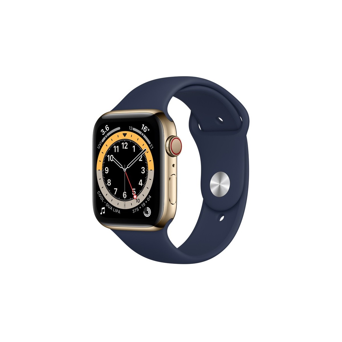 Apple Watch Series 6 GPS+ Cellular 44mm Gold Stainless Steel Case with Deep Navy Sport