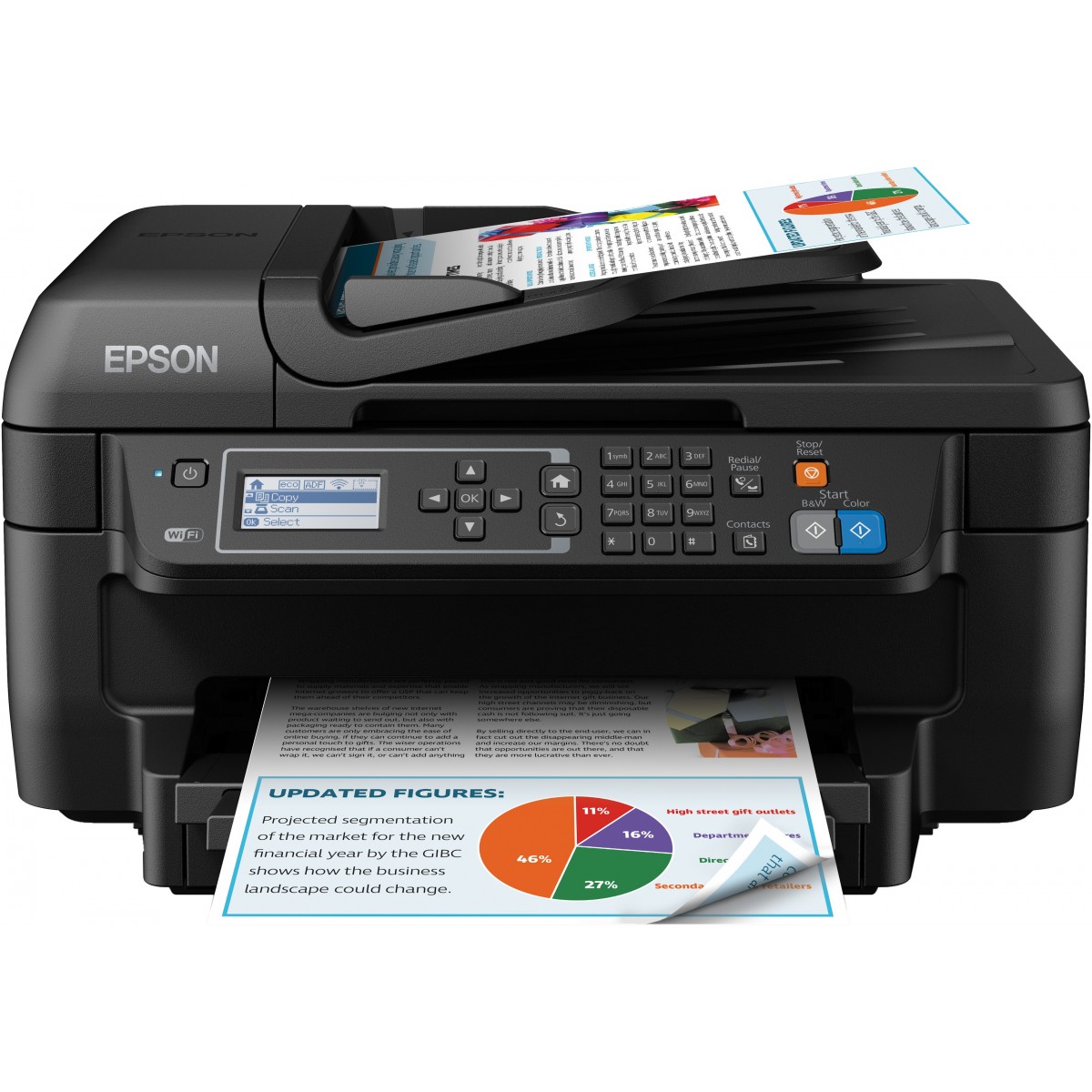 Epson WorkForce WF-2750DWF - Inkjet - Colour printing - 4800 x 1200 DPI - A4 - Direct printing - Black