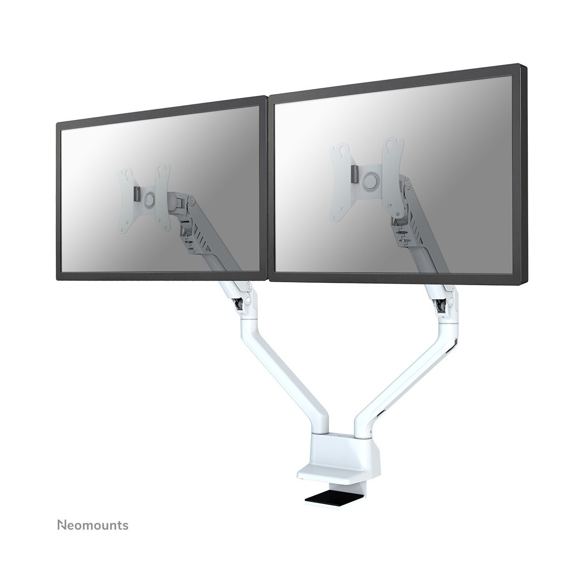Neomounts Flat Screen Dual Desk Mount 10-32inch spring clamp-grommet White