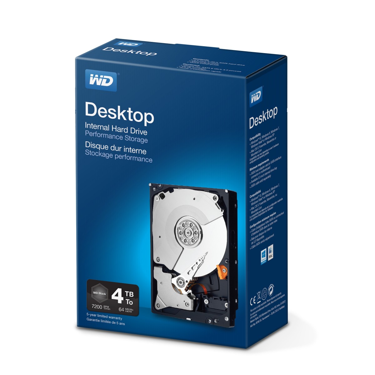 WD Desktop Performance WDBSLA0040HNC 3.5" SATA 4,000 GB - Hdd - 7,200 rpm 4.2 ms - Internal