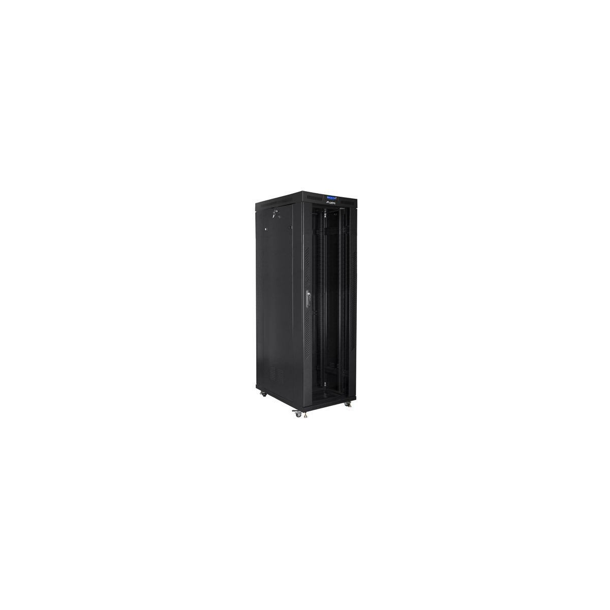 LANBERG free standing rack 19inch cabinet 42U 800x1000 glass door LCD flat pack black