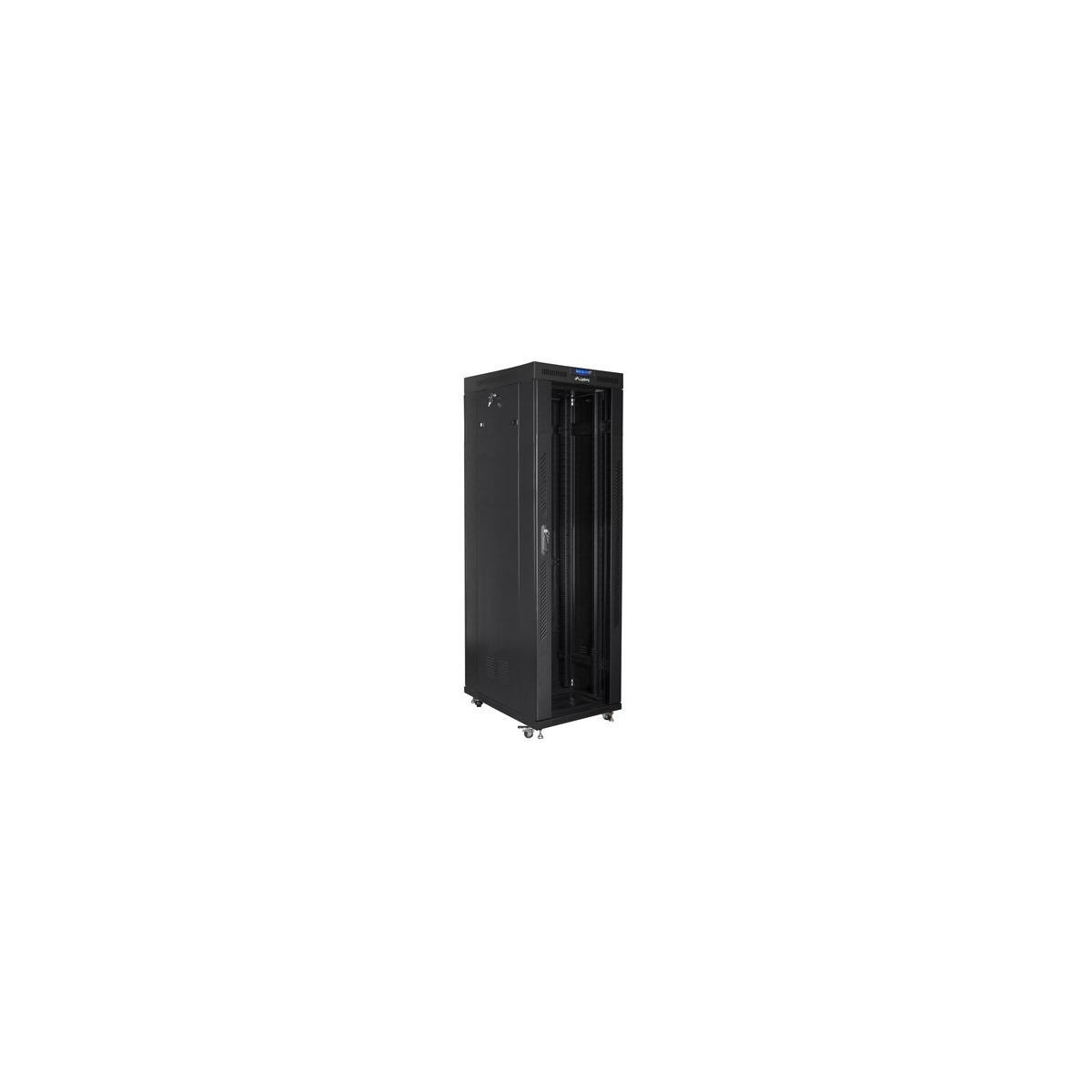 LANBERG free standing rack 19inch cabinet 42U 800x800 glass door LCD flat pack black