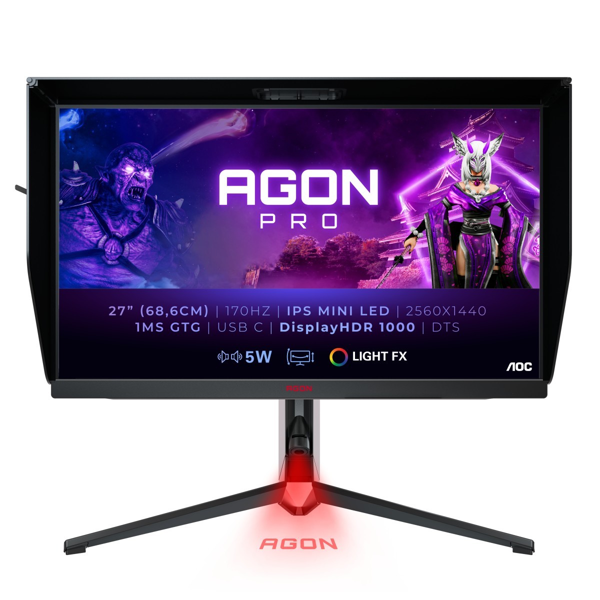 AOC 27 IPS AGON Gaming Monitor 170Hz 2560 x 1440 1ms 2x HDMI DisplayPort 1x USB-C - 27 - 1 ms