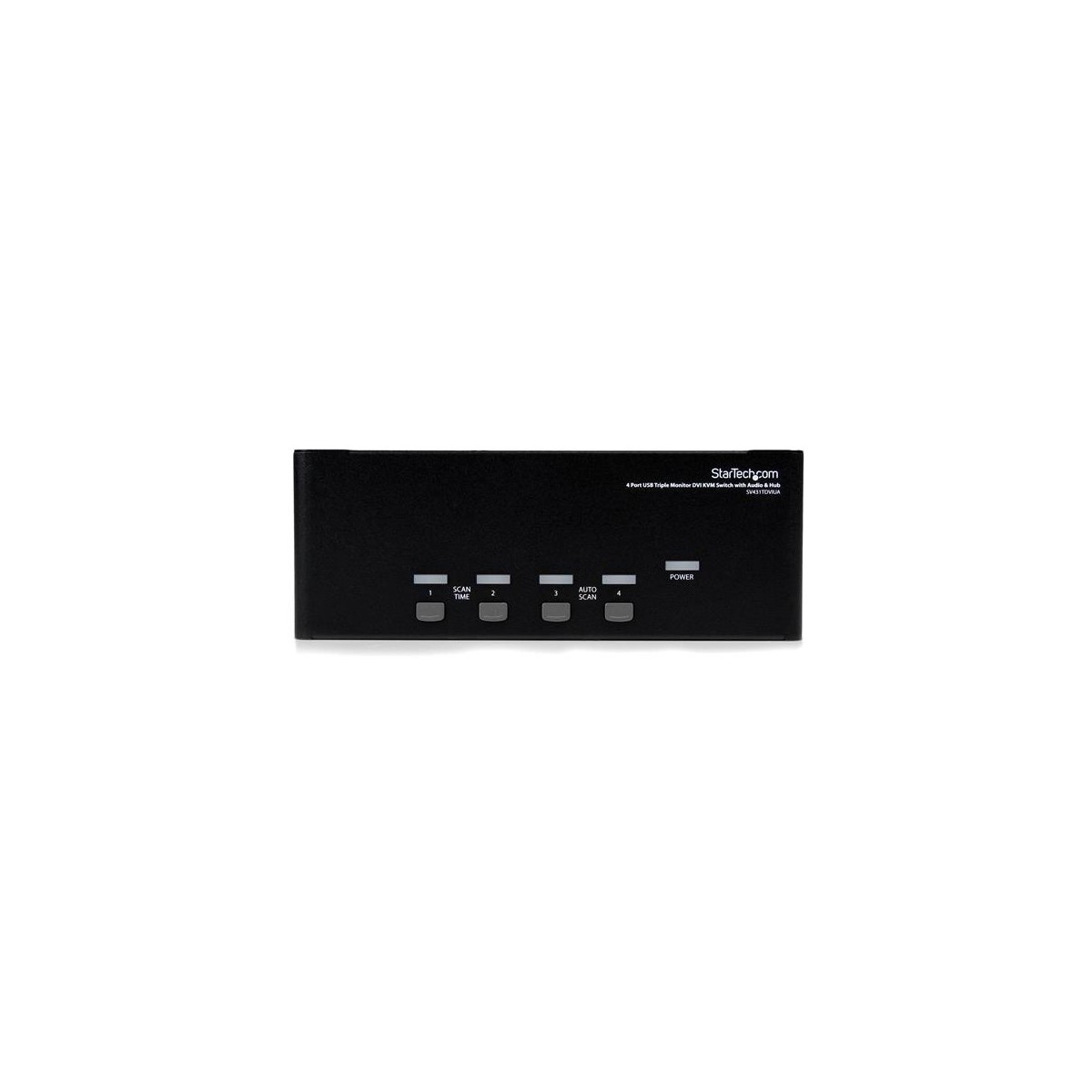 StarTech.com 4 Port Triple Monitor DVI USB KVM Switch with Audio  USB 2.0 Hub - 1920 x 1200 pixels - Rack mounting - Black
