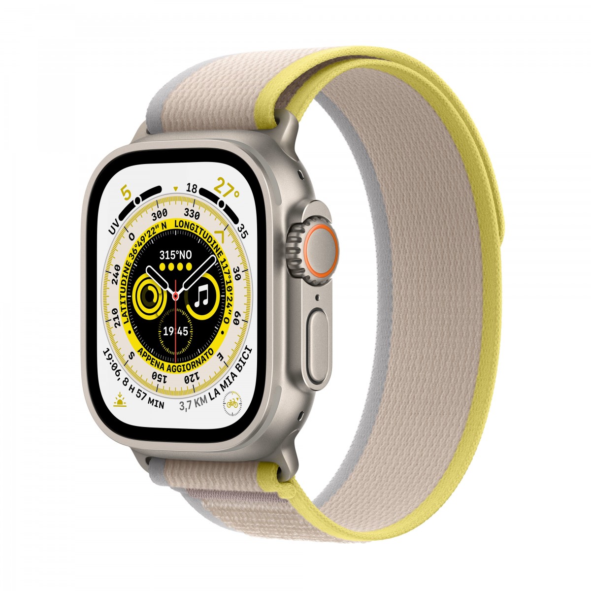 Apple Watch Ultra GPS+ Cellular 49mm Titanium Case with Yellow-Beige Trail Loop