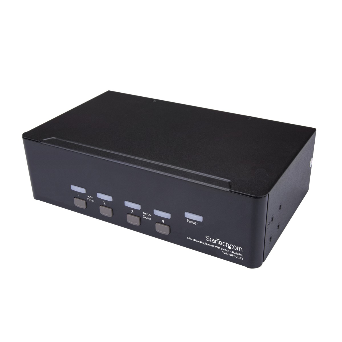 StarTech.com 4-Port Dual DisplayPort KVM Switch - 4K 60Hz - 3840 x 2160 pixels - 4K Ultra HD - Rack mounting - 18 W - 2U - Black