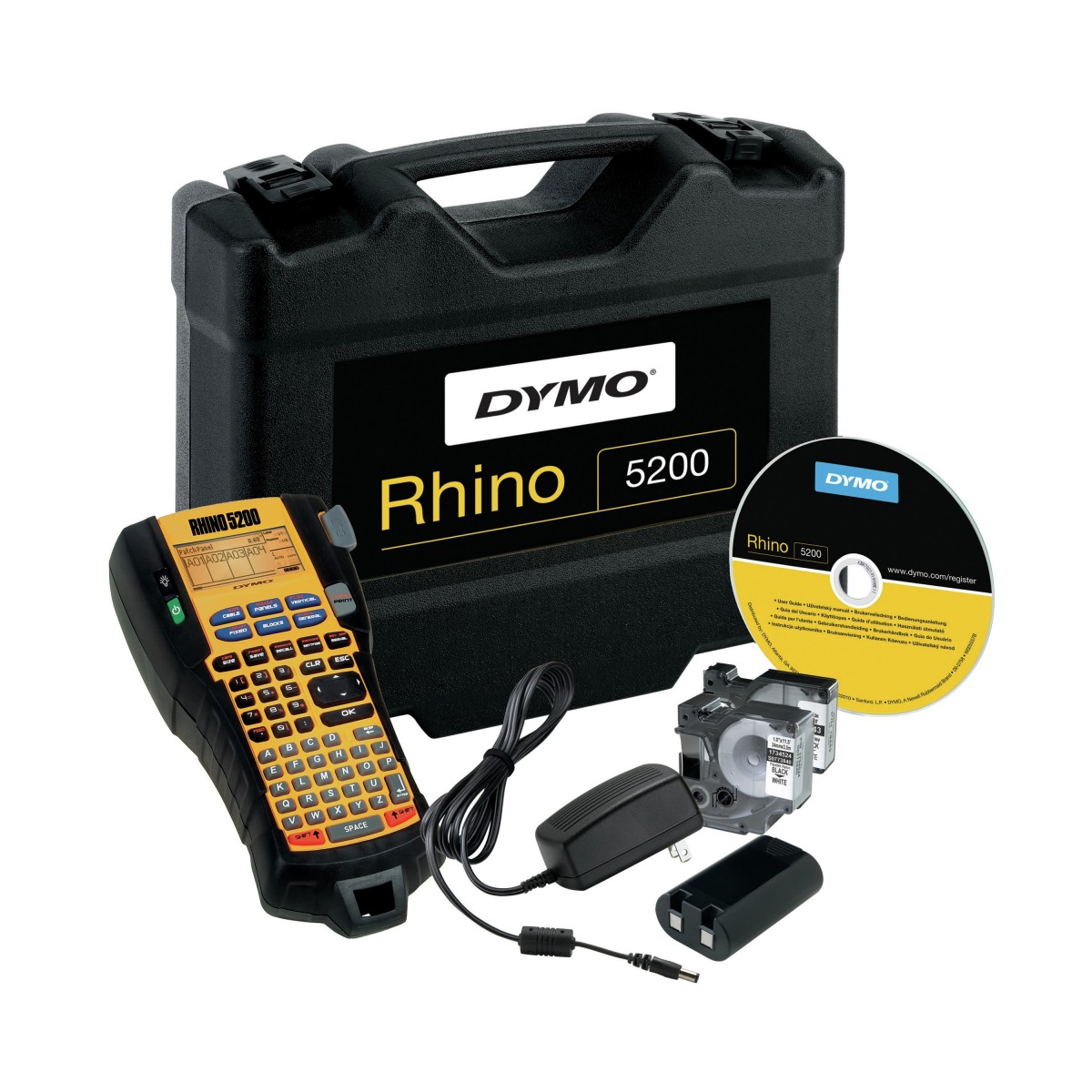 Dymo RHINO 5200 Kit - ABC - Thermal transfer - 180 x 180 DPI - Lithium-Ion (Li-Ion) - Black - Yellow