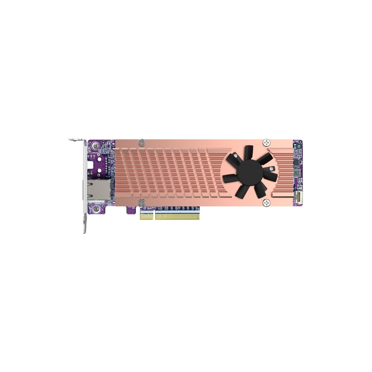 QNAP Card QM2 series 2xPCIe 2280 M.2 SSD slots PCIe Gen4x8 1xAQC113C 10GbE NBASE-T