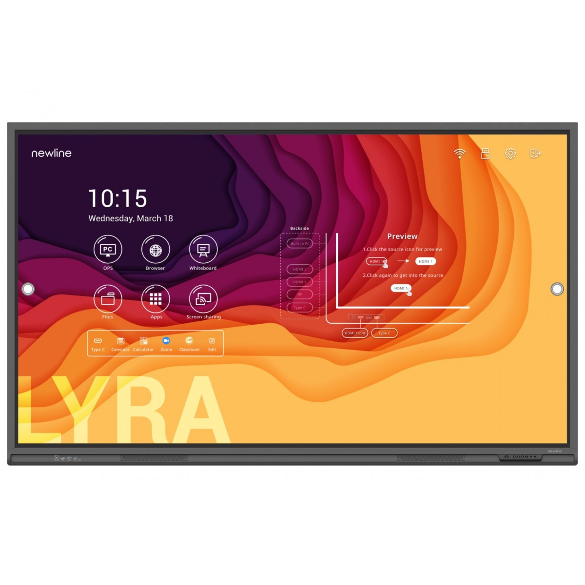 NewLine 98 4K Multitouch Display Android 11 LYRA