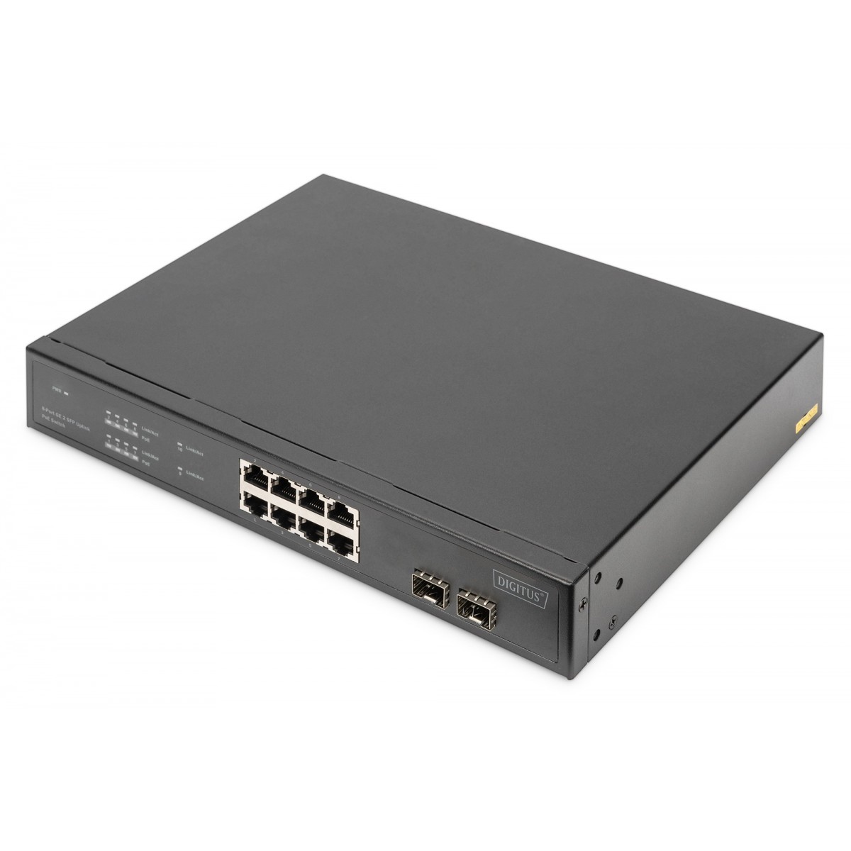 DIGITUS PoE Switch 2-SFP-Uplink 140W 8-Port-Gigabit-Ethernet - Switch - 1 Gbps