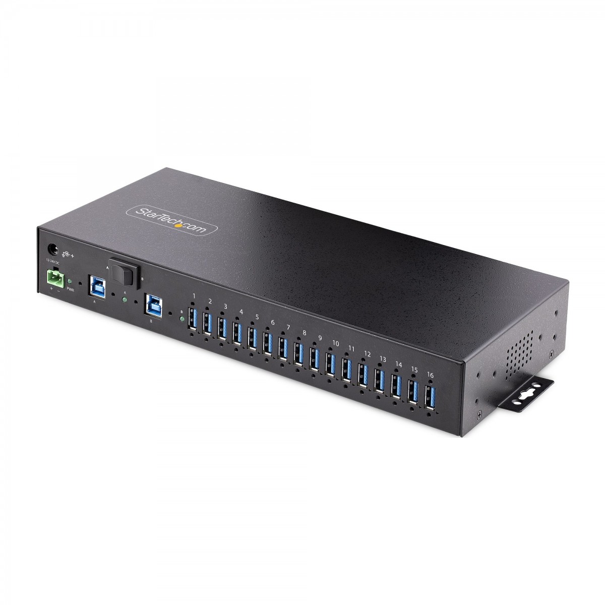 StarTech.com 16-Port Industrial USB 3.0 Hub 5Gbps Metal DIN-Surface-Rack Mountable ESD Protection