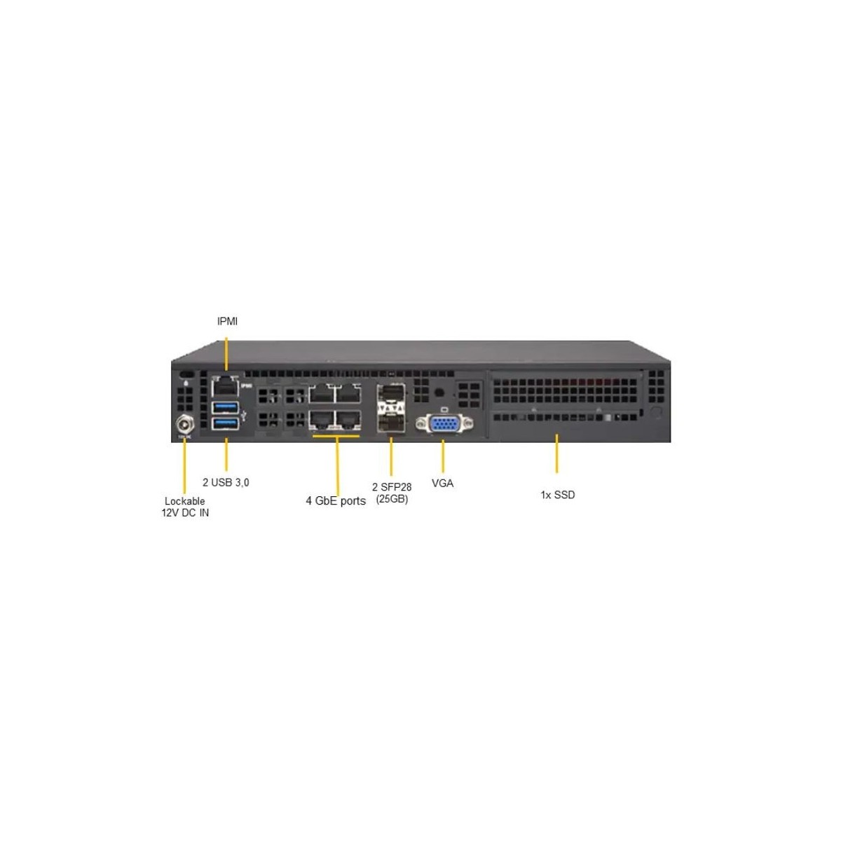 Supermicro Server BAB SYS-E300-12D-4CN6P - Server Barebone - Xeon D