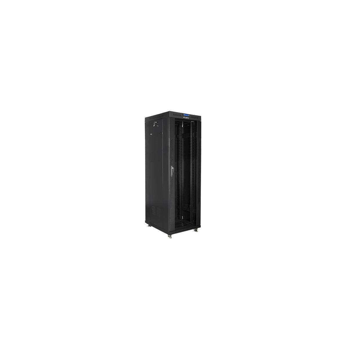 LANBERG free standing rack 19inch cabinet 37U 600x800 glass door LCD flat pack black