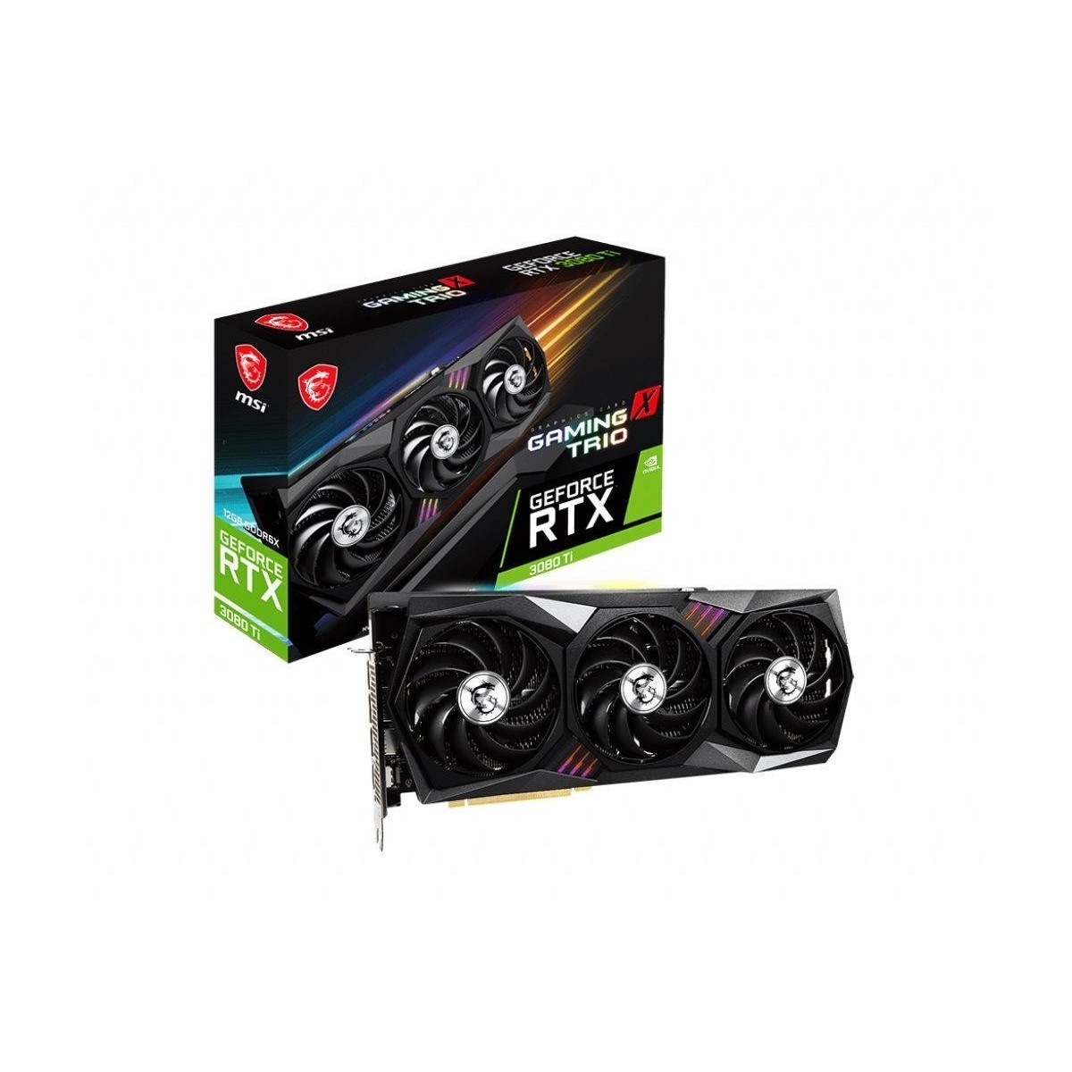 Zestaw karta graficzna MSI GeForce RTX 3080 Ti GAMING X TRIO 12G 12GB + słuchaki, plecak, pluszowy smok i RGB LED