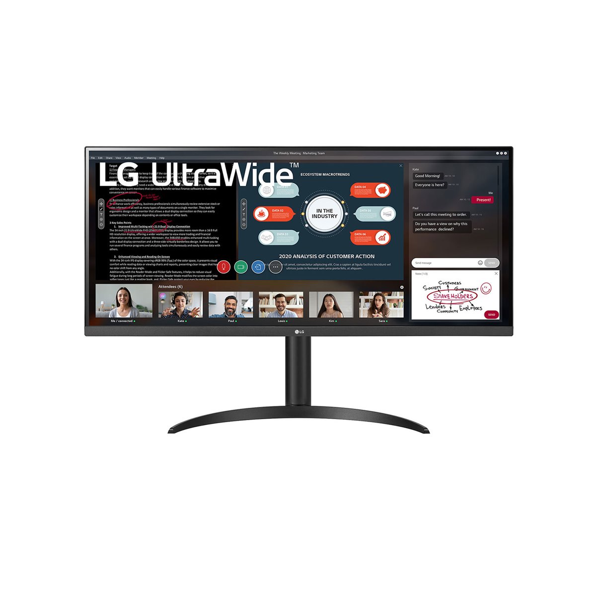 LG 34WP550-B - Monitor LED - 34 - 2560 x 1080 UWFHD a 75 Hz - IPS - 250 cd-m2 - 1000 1 - Flat Screen - 34